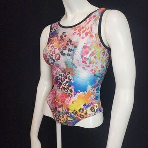 Plum Multicolored Leopard Pring Leotard (L)